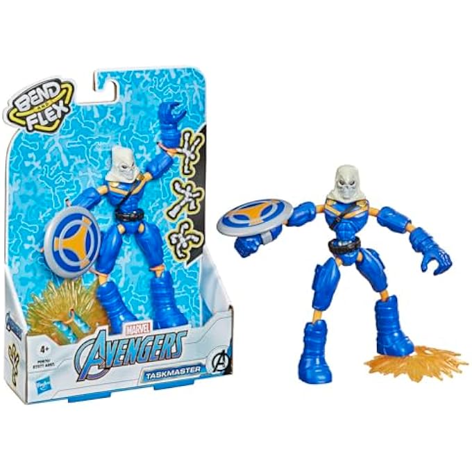 Bandai MARVEL BEND AND FLEX ACTION FIGURE TOY, 6-INCH FLEXIBLE TASKMASTER, INCLUDES ACCESSORY, AGES 4 AND UP - Image 1